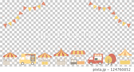 秋のマルシェ背景ベクターイラスト フレーム 枠 コピースペース 124760852