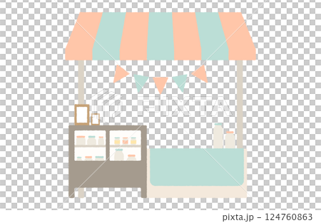 Bekler 插圖的攤位和食品攤位，罐子，果醬，瓶裝 124760863