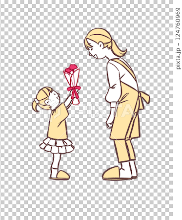 A girl giving a carnation on Mother's Day A girl giving a carnation on Mother's Day 124760969