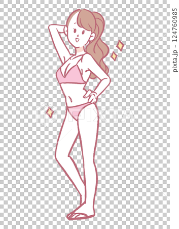 ポーズをとる水着の女性のイラスト 124760985