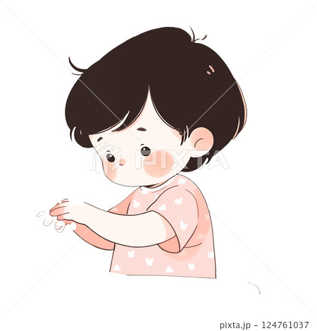 手を洗う子供 124761037