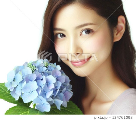アジサイと女性 124761098