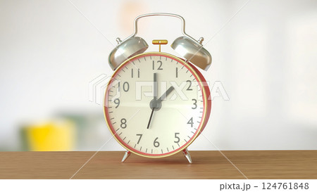 The Clock on wood table for Time concept 3d Rendering. The Clock on wood table for Time concept 3d Rendering. 124761848