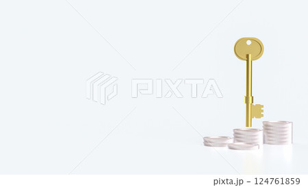 The Key and coins for Business concept 3d Rendering. 124761859