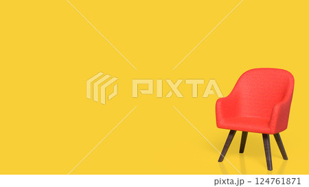 The Red chair on yellow background 3d Rendering. The Red chair on yellow background 3d Rendering. 124761871