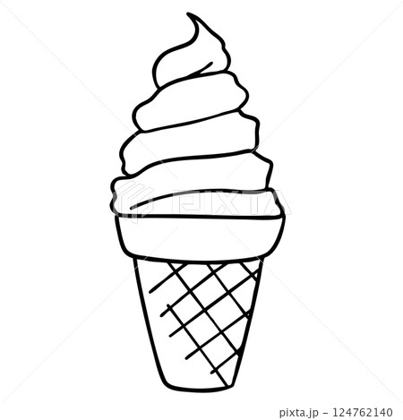 ラフな線で描いたソフトクリームの線画イラスト ラフな線で描いたソフトクリームの線画イラスト 124762140