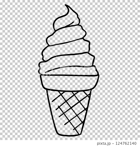 ラフな線で描いたソフトクリームの線画イラスト ラフな線で描いたソフトクリームの線画イラスト 124762140