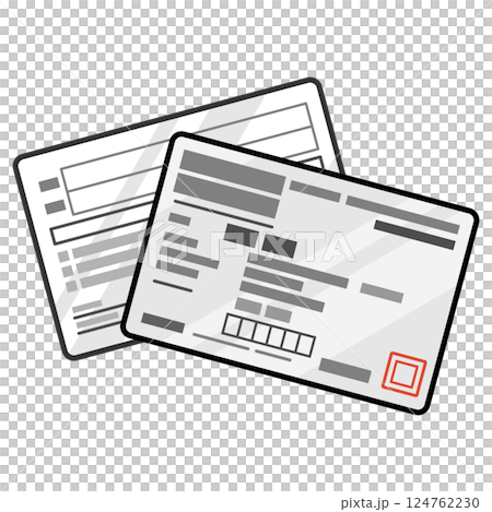 Health insurance qualification confirmation (insurance card) illustrations on both sides, color, icon, white Health insurance qualification confirmation (insurance card) illustrations on both sides, color, icon, white 124762230