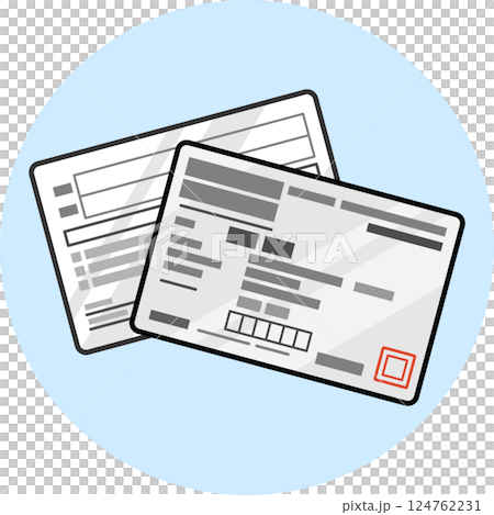 Health insurance qualification confirmation (insurance card) illustrations on both sides, color, icon, white 124762231