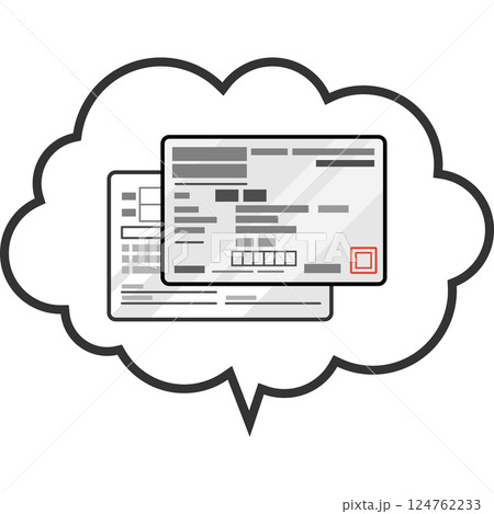 吹き出しの中に健康保険資格確認書(保険証)のイラスト カラー アイコン 白 吹き出しの中に健康保険資格確認書(保険証)のイラスト カラー アイコン 白 124762233