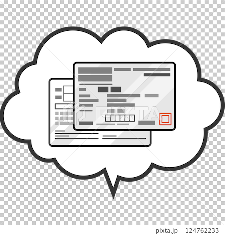 吹き出しの中に健康保険資格確認書(保険証)のイラスト カラー アイコン 白 吹き出しの中に健康保険資格確認書(保険証)のイラスト カラー アイコン 白 124762233