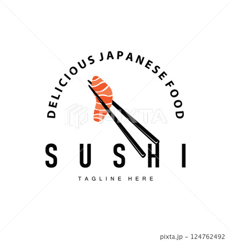 japanese chinese food design simple sushi logo with sushi and chopstick silhouette concept for food business, restaurant, bar sushi template illustration japanese chinese food design simple sushi logo with sushi and chopstick silhouette concept for food business, restaurant, bar sushi template illustration 124762492