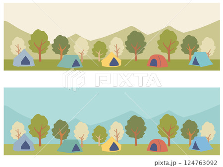 キャンプ場のバナー背景 124763092