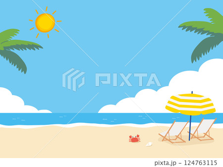 夏のビーチの背景 124763115