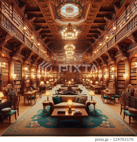 豪華な図書館 豪華な図書館 124763170