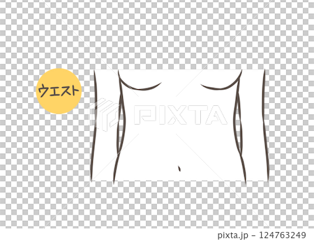 Naked woman's waist part illustration 124763249