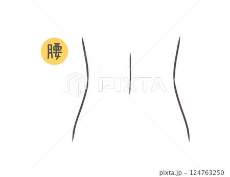 後ろから見た腰のパーツイラスト 124763250