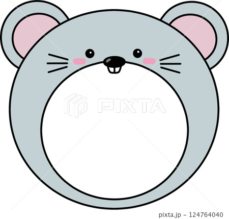 ネズミの動物の顔　子供の写真を入れてかざりやなふだでつかえる 124764040