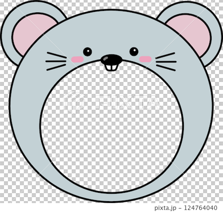 ネズミの動物の顔　子供の写真を入れてかざりやなふだでつかえる 124764040