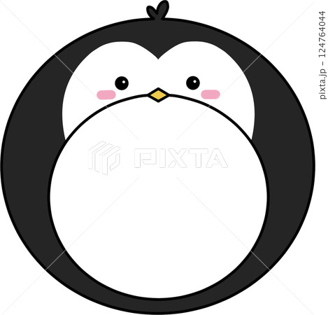 ペンギンの動物の顔　子供の写真を入れてかざりやなふだでつかえる 124764044