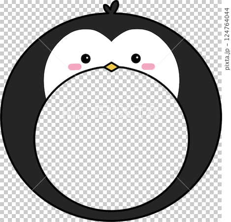 ペンギンの動物の顔　子供の写真を入れてかざりやなふだでつかえる 124764044