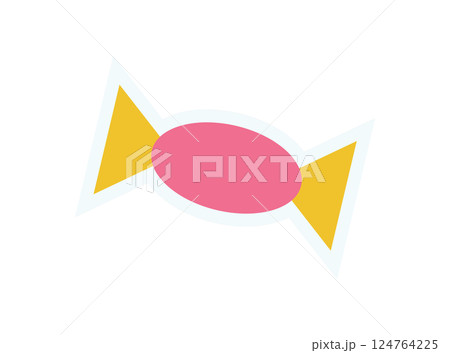 Bold brutalist candy element sticker. Playful sweet element with abstract shape. Minimal design, Y2K aesthetic, ideal for retro projects or fun graphics. 124764225
