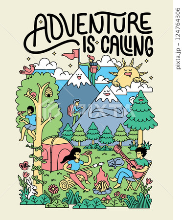 adventure is calling cute vector illustration adventure is calling cute vector illustration 124764306
