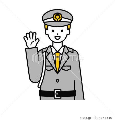 上半身のポーズ_シンプルな警備員の男性02 124764340