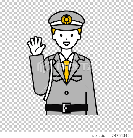 上半身のポーズ_シンプルな警備員の男性02 124764340