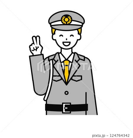 上半身のポーズ_シンプルな警備員の男性04 上半身のポーズ_シンプルな警備員の男性04 124764342