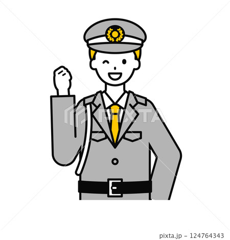 上半身のポーズ_シンプルな警備員の男性05 124764343