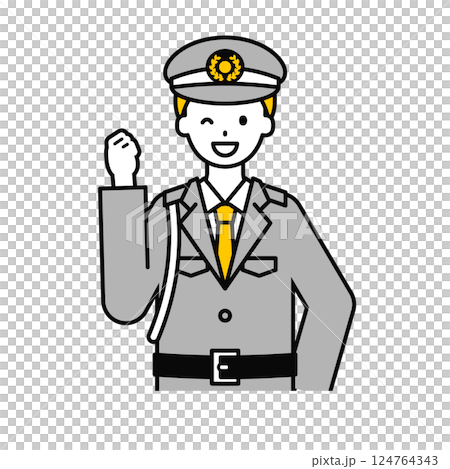上半身のポーズ_シンプルな警備員の男性05 124764343