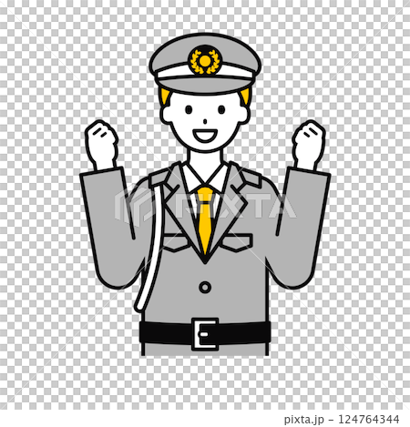 Upper body pose_simple security guard male 06 124764344