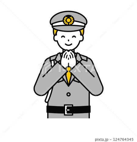 上半身のポーズ_シンプルな警備員の男性07 124764345