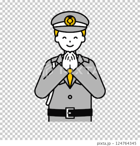 上半身のポーズ_シンプルな警備員の男性07 124764345