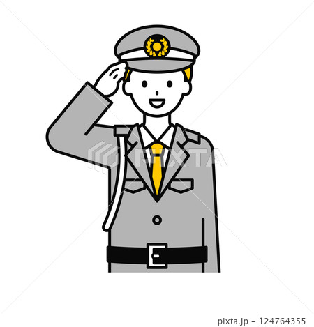 上半身のポーズ_シンプルな警備員の男性17 124764355