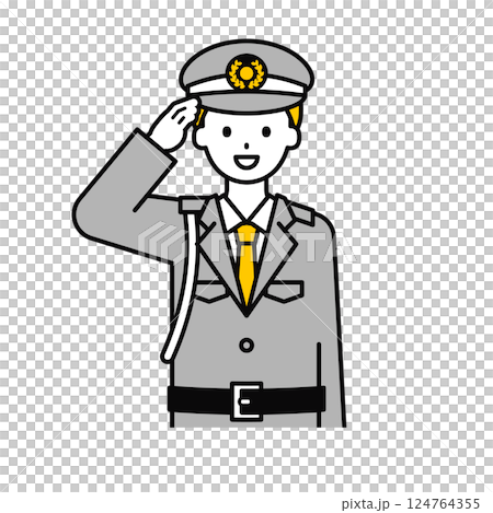 上半身のポーズ_シンプルな警備員の男性17 124764355