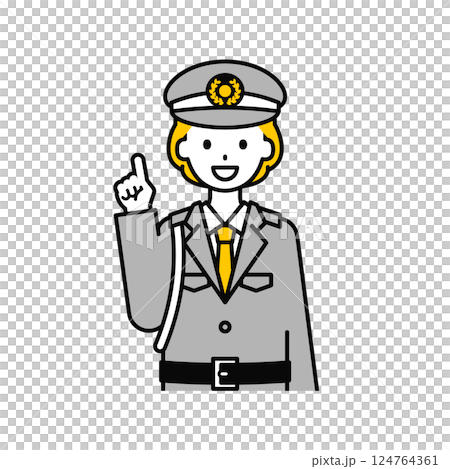 上半身のポーズ_シンプルな警備員の女性03 上半身のポーズ_シンプルな警備員の女性03 124764361