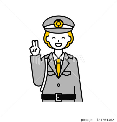 上半身のポーズ_シンプルな警備員の女性04 上半身のポーズ_シンプルな警備員の女性04 124764362