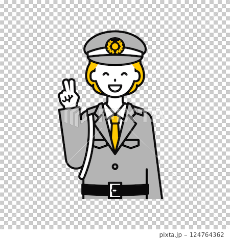 上半身のポーズ_シンプルな警備員の女性04 上半身のポーズ_シンプルな警備員の女性04 124764362