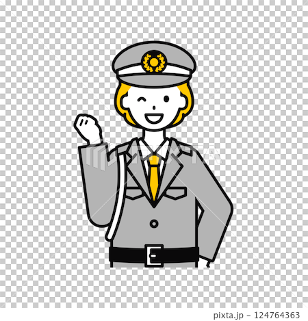 Upper body pose_simple security guard woman 05 124764363