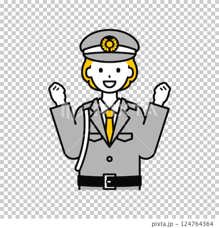 Upper body pose_simple security guard woman 06 124764364