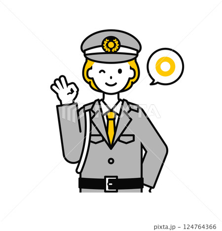 上半身のポーズ_シンプルな警備員の女性08 124764366
