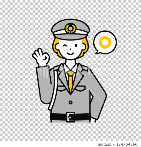 上半身のポーズ_シンプルな警備員の女性08 124764366