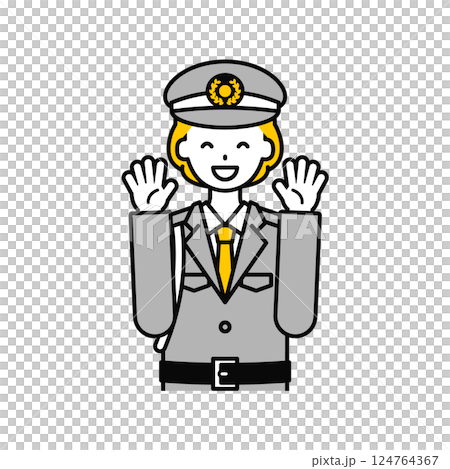 上半身のポーズ_シンプルな警備員の女性09 上半身のポーズ_シンプルな警備員の女性09 124764367