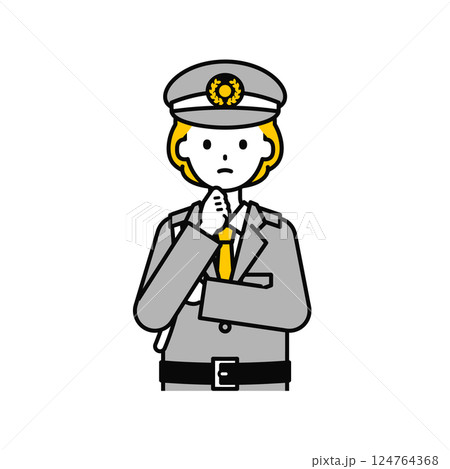 上半身のポーズ_シンプルな警備員の女性10 上半身のポーズ_シンプルな警備員の女性10 124764368