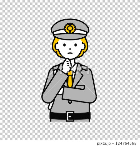 上半身のポーズ_シンプルな警備員の女性10 上半身のポーズ_シンプルな警備員の女性10 124764368