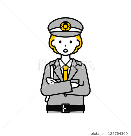 上半身のポーズ_シンプルな警備員の女性11 124764369