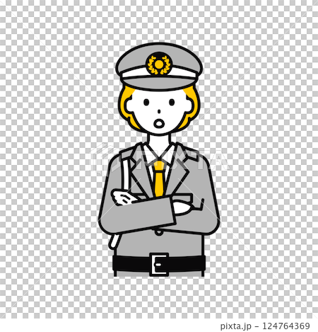 上半身のポーズ_シンプルな警備員の女性11 124764369