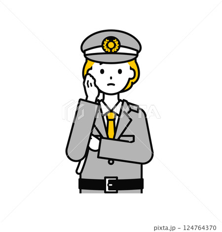 上半身のポーズ_シンプルな警備員の女性12 124764370